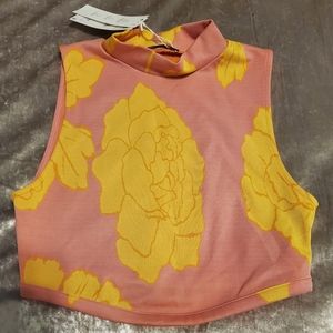 NWT Zara retro print crop top shirt